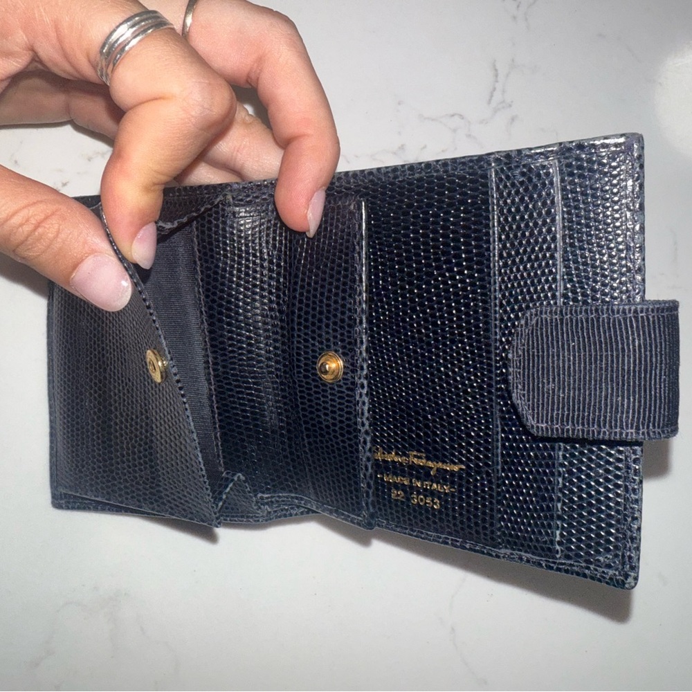 Salvatore Ferragamo Textured Black/Navy Blue Wallet
